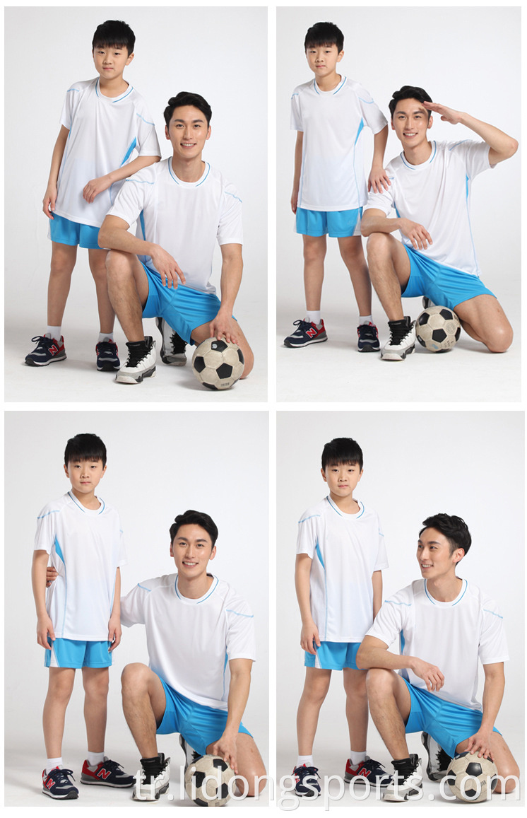 Özelleştirilmiş Çocuk Takımı Futbol Forması Seti Kırmızı Beyaz Futbol Futbol Üniforma Set
